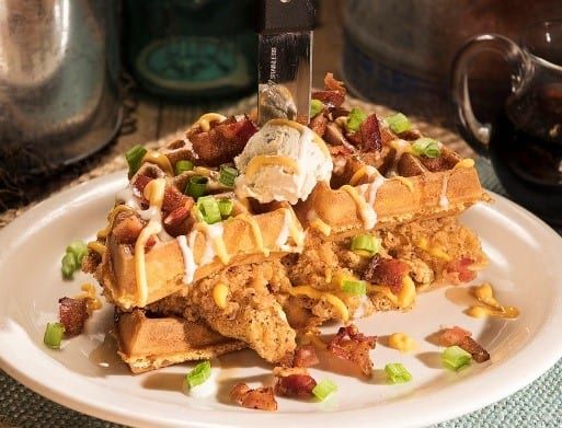 Huckleberry's Stacked Chicken and Waffles